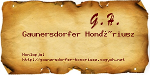 Gaunersdorfer Honóriusz névjegykártya